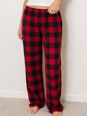 HG Plaid Pajama Pants Women’s Medium Soft Cozy Lounge Sleep Bottoms Red Black